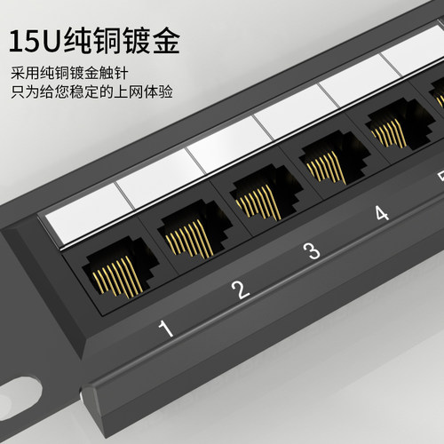 AMP安普款式超五类24口网络配线架工程镀金24口网线配线架理线架