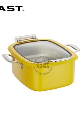 有耳方型玻璃盖黄色迷你自助餐煲【EAST东方厨具】