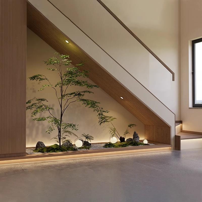 仿真绿植榕树造景室内商场楼梯下角落大型假树微景观落地摆件