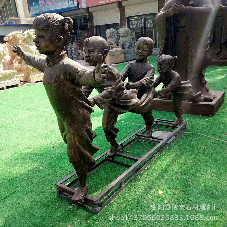 玻璃钢小品 读书小孩雕塑 校园孩童老鹰捉小鸡人物景观摆件现货