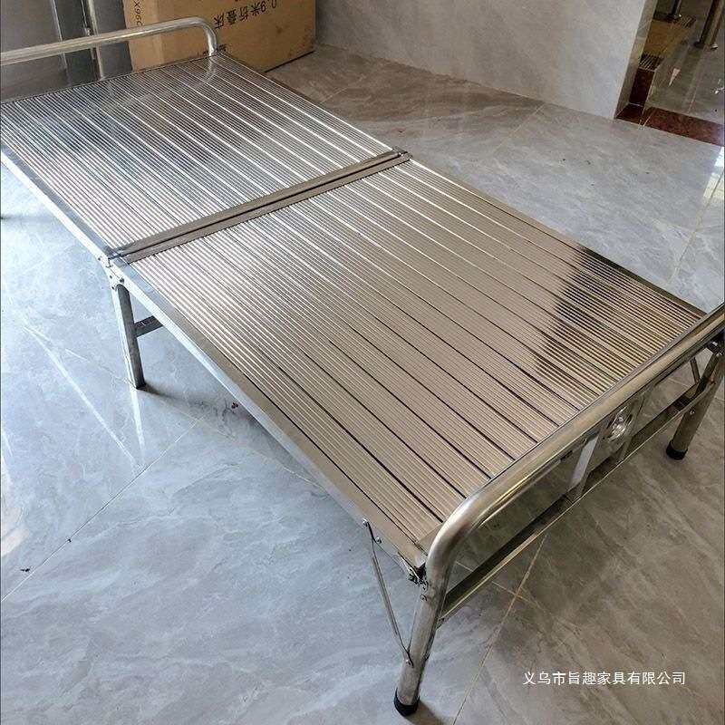 特厚无缝不锈钢伸缩折叠床有安全锁扣午休户外单双人拼接钢管床