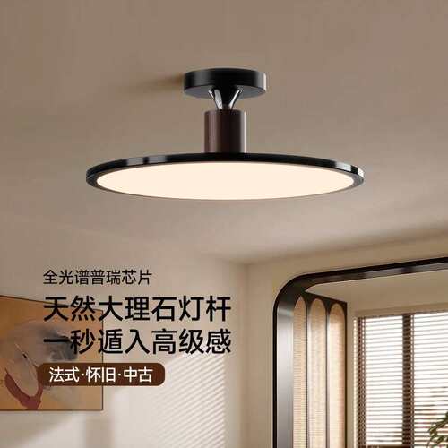 意式极简吸顶灯中古风主卧室灯2025新款护眼书房胡桃木色灯具