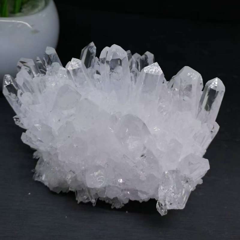 白水晶簇摆件黄水晶紫水晶绿幽灵彩色水晶花原石水晶柱能量石消磁
