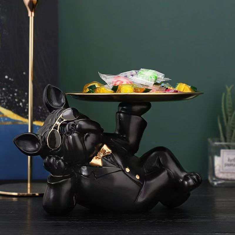 创意斗牛犬酒柜桌面电子台式钟表小闹钟时钟家用钥匙收纳托盘摆件,鲜花速递/花卉仿真/绿植园艺,割草机/草坪机,淘宝优惠券,粉丝福利购,淘宝优惠卷