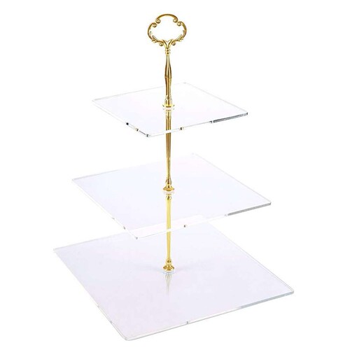 3层方形亚克力手提蛋糕架 可摆放27个蛋糕杯蛋糕架 Cake stand