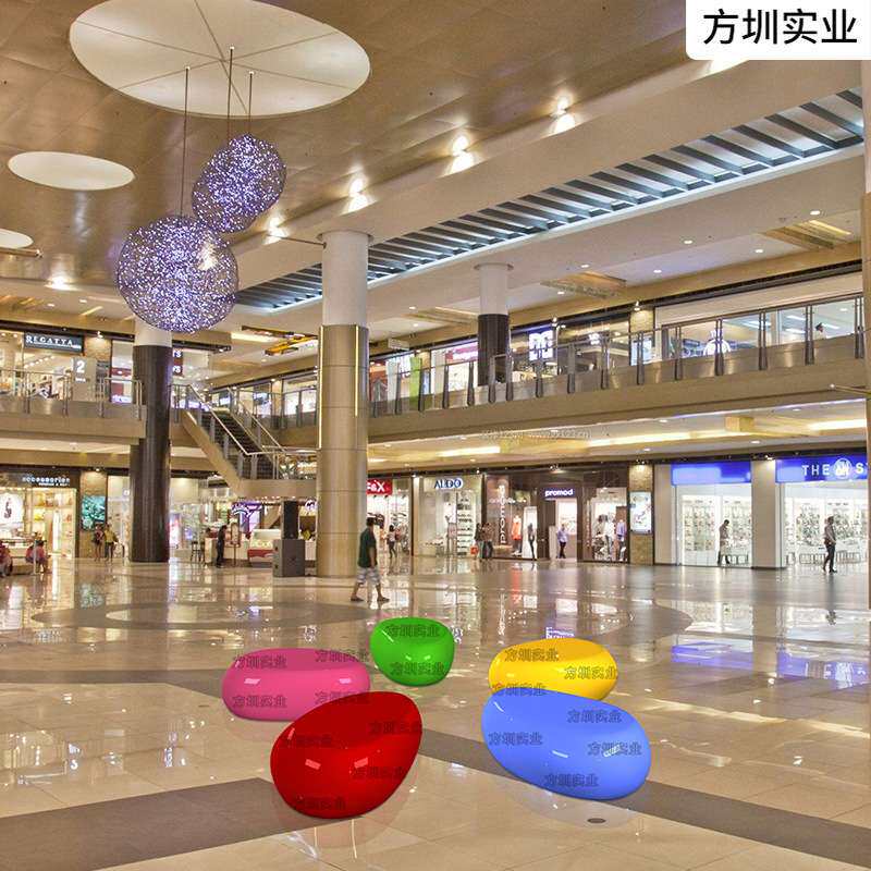 创意鹅卵石水滴座椅商场公共休息区玻璃钢休闲椅户外美陈凳子椅子