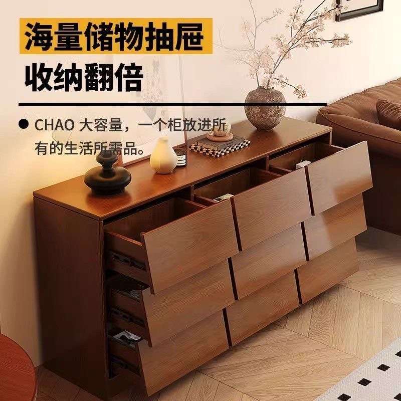 中古风书柜落地置物柜多功能组合矮柜家用客厅收纳柜卧室储物柜子