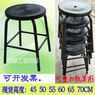 防静电凳子圆凳工厂车间无尘室椅子黑色可叠加高50 55 60 65 70CM