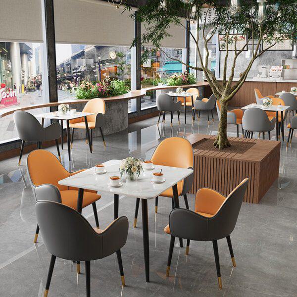 简约洽谈接待桌椅组合办公室会客阳台休闲小圆桌店铺网红餐桌轻奢