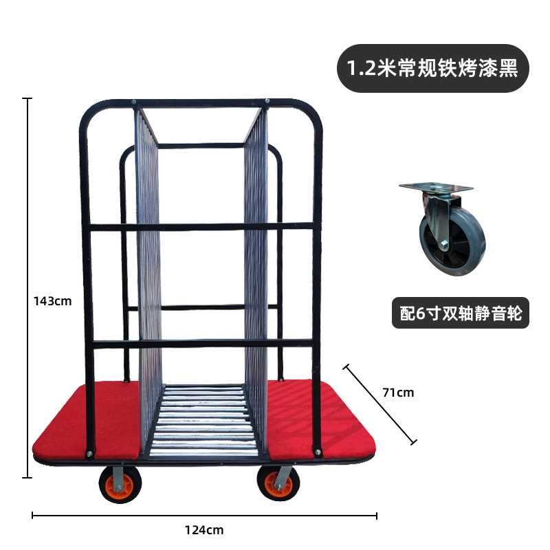 酒店玻璃转盘车宴会金属存放车餐厅E推车运输送餐收集万向轮加厚