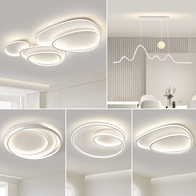 极简客厅主灯现代k简约鹅卵石线条吸顶灯2024新款灯具全屋套餐组