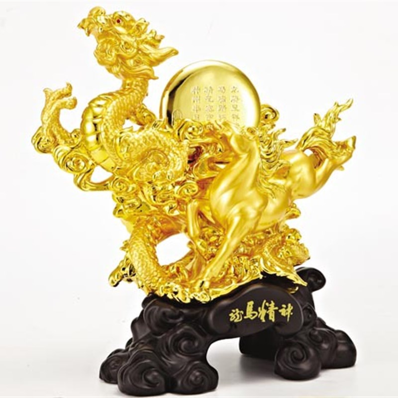 金属工艺礼品锌合金压p铸纯铜铅锡合金浇铸镀真金盘龙九龙戏珠摆