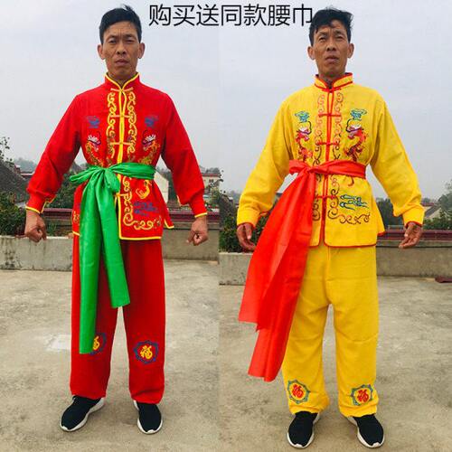 秧歌服男新款锣鼓队服舞蹈演出服中老年打鼓服秧歌扇子舞龙舞狮服