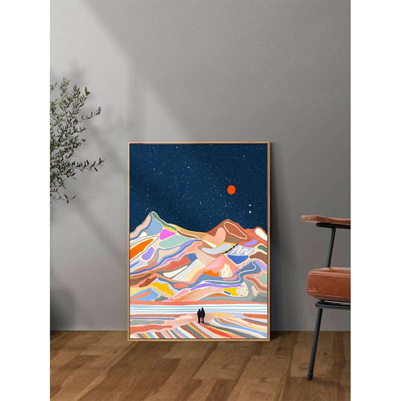 多巴胺抽象彩色风景玄关走廊壁画小众艺术星空挂画人物客厅装饰画图片