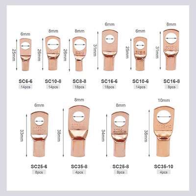 跨境 220pcs盒装 窥口铜鼻子接线端子冷压端子连接器带热缩管