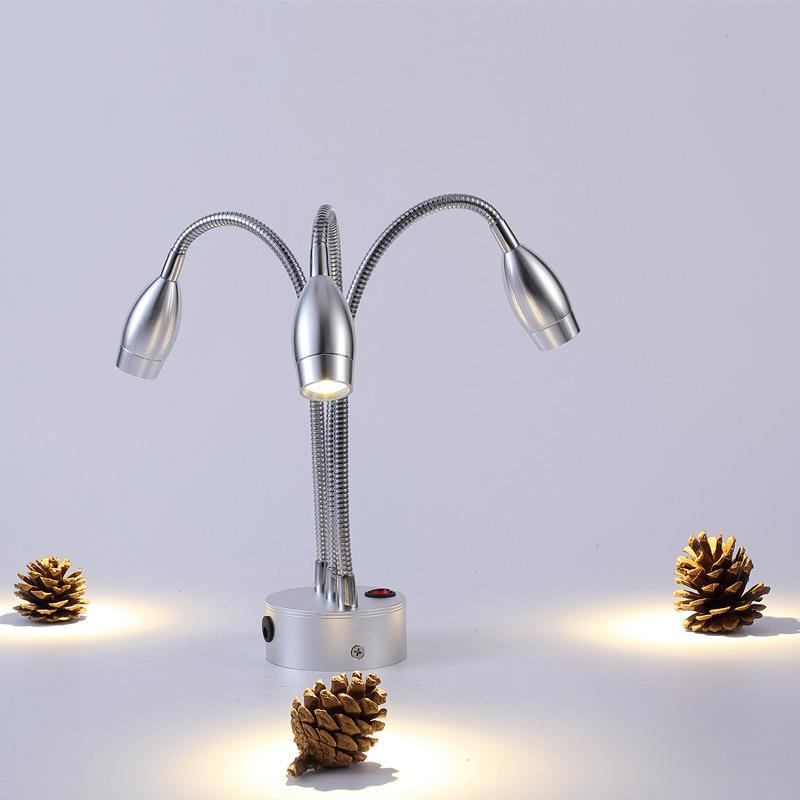 led无线充电式3w射灯展示柜软管三头电池灯可移动吧台地摊小射灯