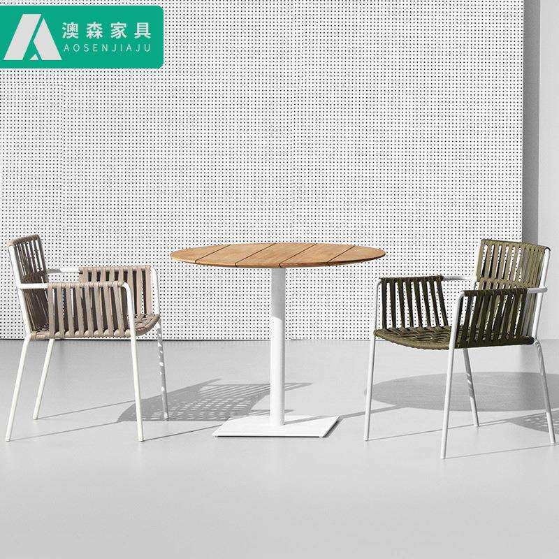 户外商用桌椅休闲室小吃店小桌椅北欧藤椅三件套组合露台桌椅家具