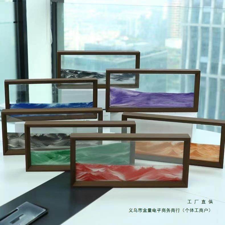 立体客厅玄关酒柜装饰品桌上办公室解压沙漏轻奢家居流沙画摆件无