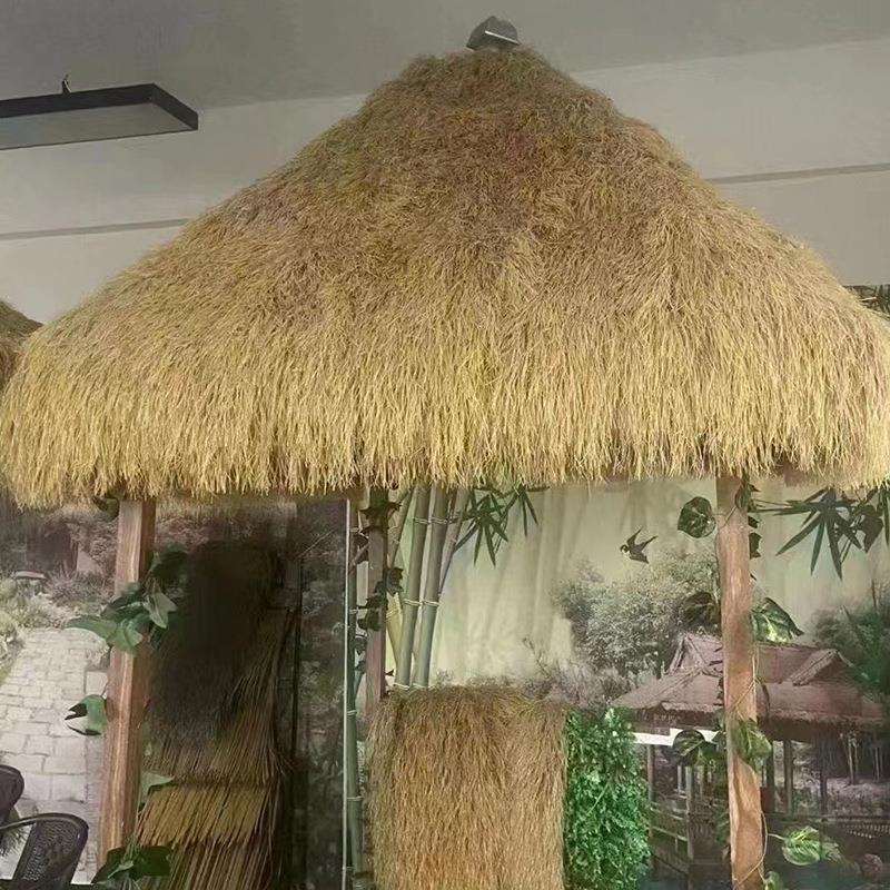 仿真茅草瓦屋顶装饰景区凉亭地毯式塑料茅草人造假稻草阻燃防晒腐