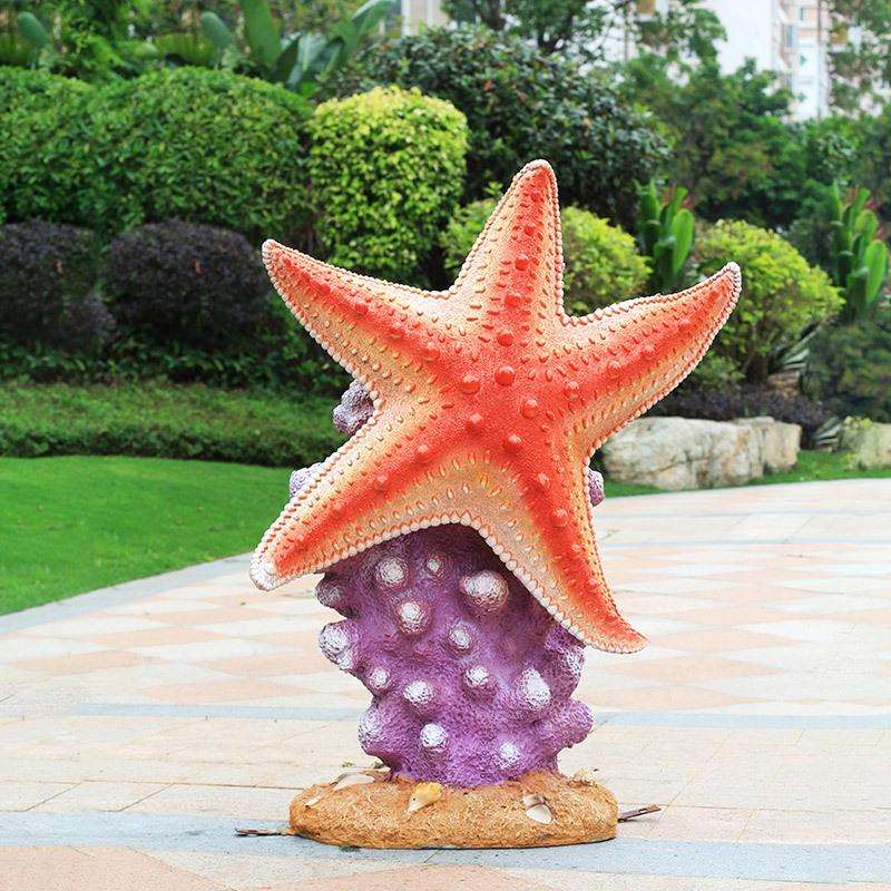 户外仿真海洋动物雕塑玻璃钢珊瑚海龟海螺海星水池装饰品