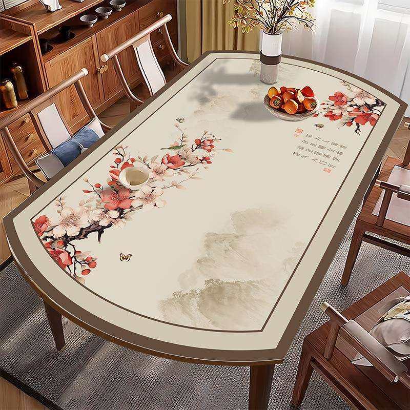 椭圆形折叠餐桌垫防水防油免洗新中式防烫桌布弧形中国风茶几台布,鲜花速递/花卉仿真/绿植园艺,割草机/草坪机,淘宝优惠券,粉丝福利购,淘宝优惠卷