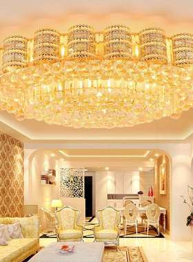 厂家现代圆形金色蝴蝶水晶吸顶灯大气客厅灯LED卧室黄色灯饰