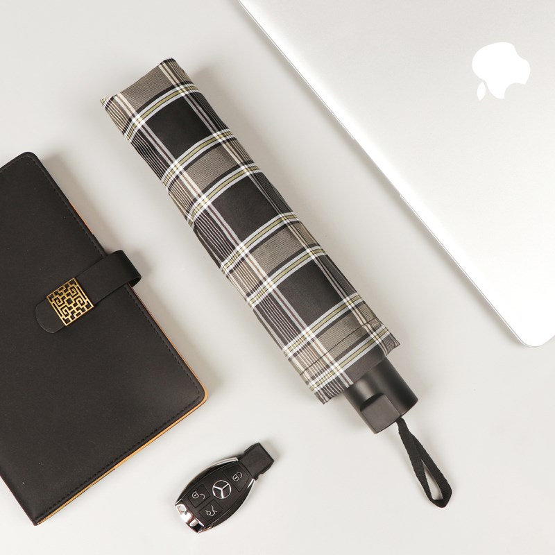 时尚商务格子双人大号雨伞男女加固抗风加大码P复古结实手动折叠