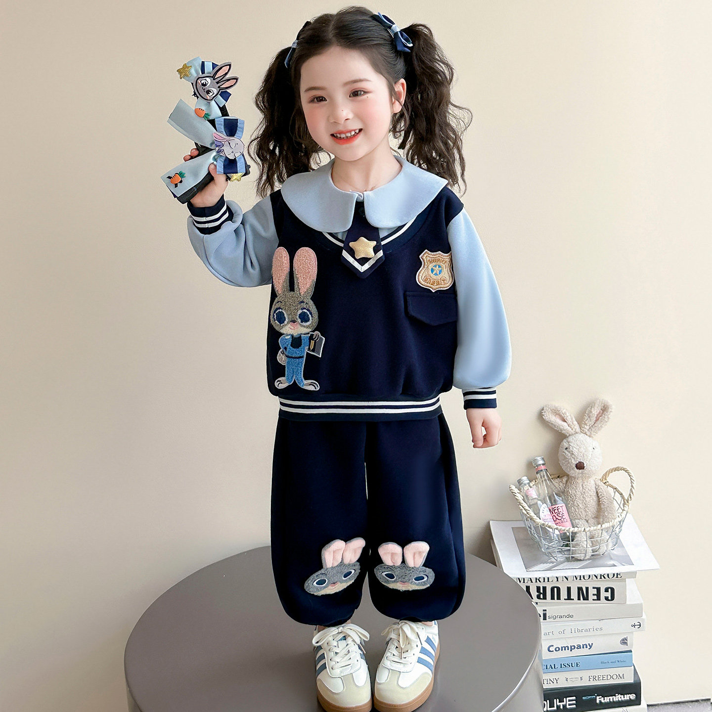 朱迪兔子警官女童套装春季卫衣儿童两件套2026新款女宝超好看衣服