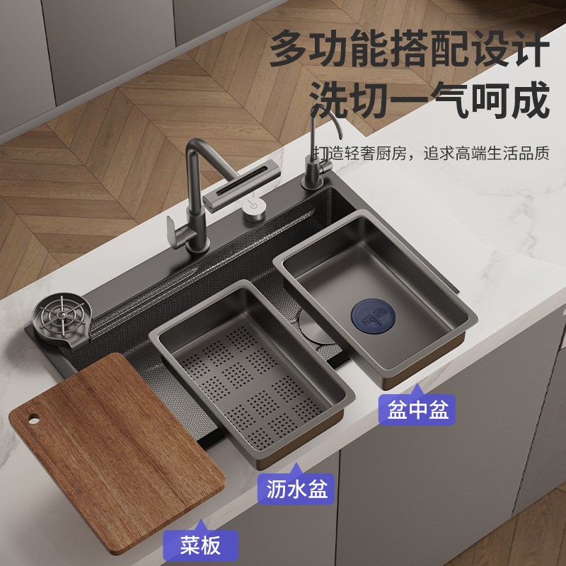 加厚304不锈钢水槽大单槽厨房洗菜盆家用洗碗槽洗碗水池手工台下