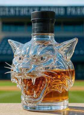 2025爆款跨境 Wildcat 野猫头酒瓶摆件工艺品玻璃材质威士忌酒瓶
