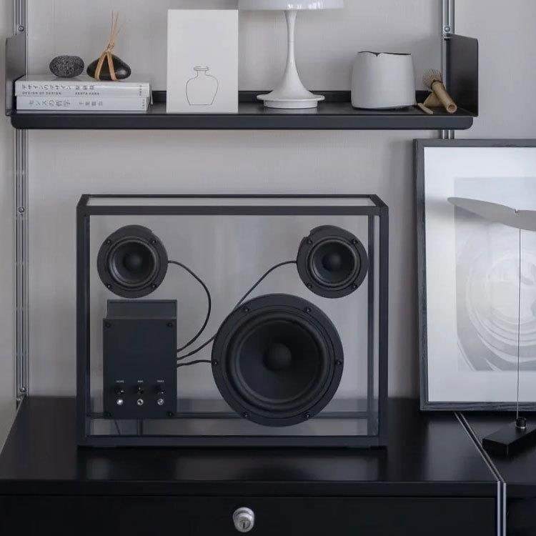 北欧风格简约黑白透明音箱音响卧室客厅书房家居装饰品摆件个性