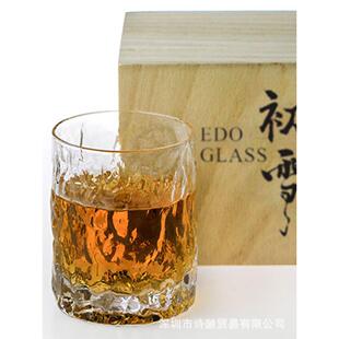 小众山桜窑初雪杯 日式锤纹玻璃杯 威士忌杯津轻Mojito江户硝子杯