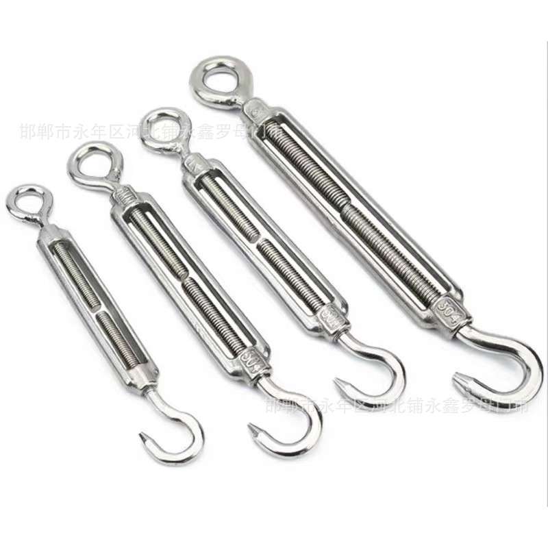 304不锈钢花篮螺丝钢丝绳拉紧器索具OC圈勾型开体M14M16M18M20M24