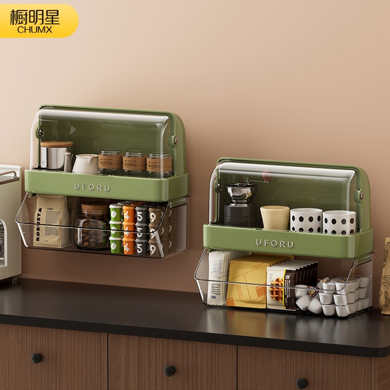 杯架杯子收纳置物架壁p挂台面中古放水杯茶杯茶具防尘托盘双层沥