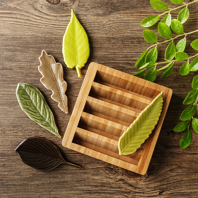 千代源树叶筷子架陶瓷筷托勺托日式餐具创意筷子架筷枕筷子托筷架,餐饮具,筷子架,淘宝优惠券,粉丝福利购,淘宝优惠卷