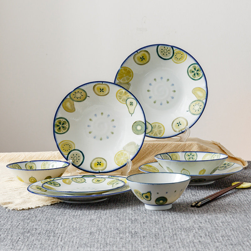 千代源日本进口彩果实陶瓷釉下彩盘子餐盘水果柠檬插画家用餐具,餐饮具,盘,淘宝优惠券,粉丝福利购,淘宝优惠卷