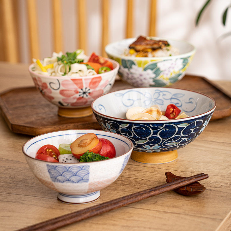 華火日本进口陶瓷餐具卡通碗亲子碗日式家用汤碗面碗高脚碗米饭碗 - 实物图