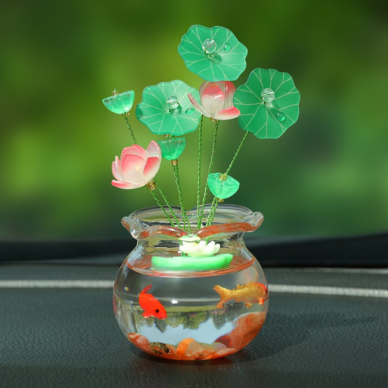 荷花锦鲤汽车摆件创意好运车内饰品C2025新款车载中控台装饰品摆