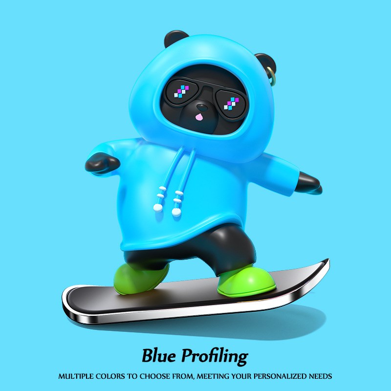 车载摆件滑板e卡通动动熊滑动中控屏幕2024新款仪表台车内饰品摆