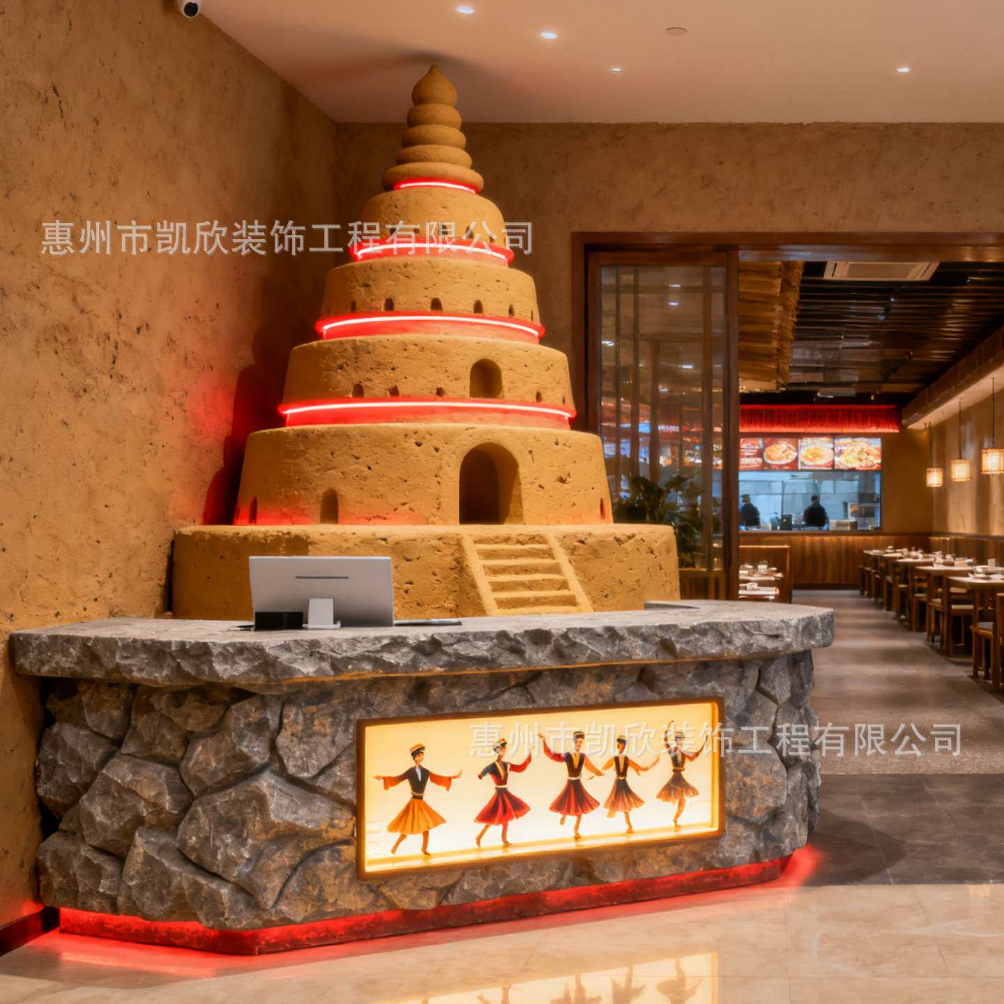 玻璃钢创意门头大型雕塑火锅店立体墙面餐厅拱门网红打卡店招景观