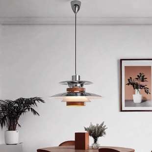 备昌照明厂中古风PH5飞碟餐厅吊灯胡桃木色简约现代风格摇臂吧台