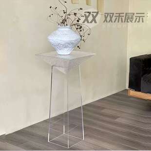 亚克力透明花架立式落地展示架欧式雕像置物架设计艺术装饰架客厅