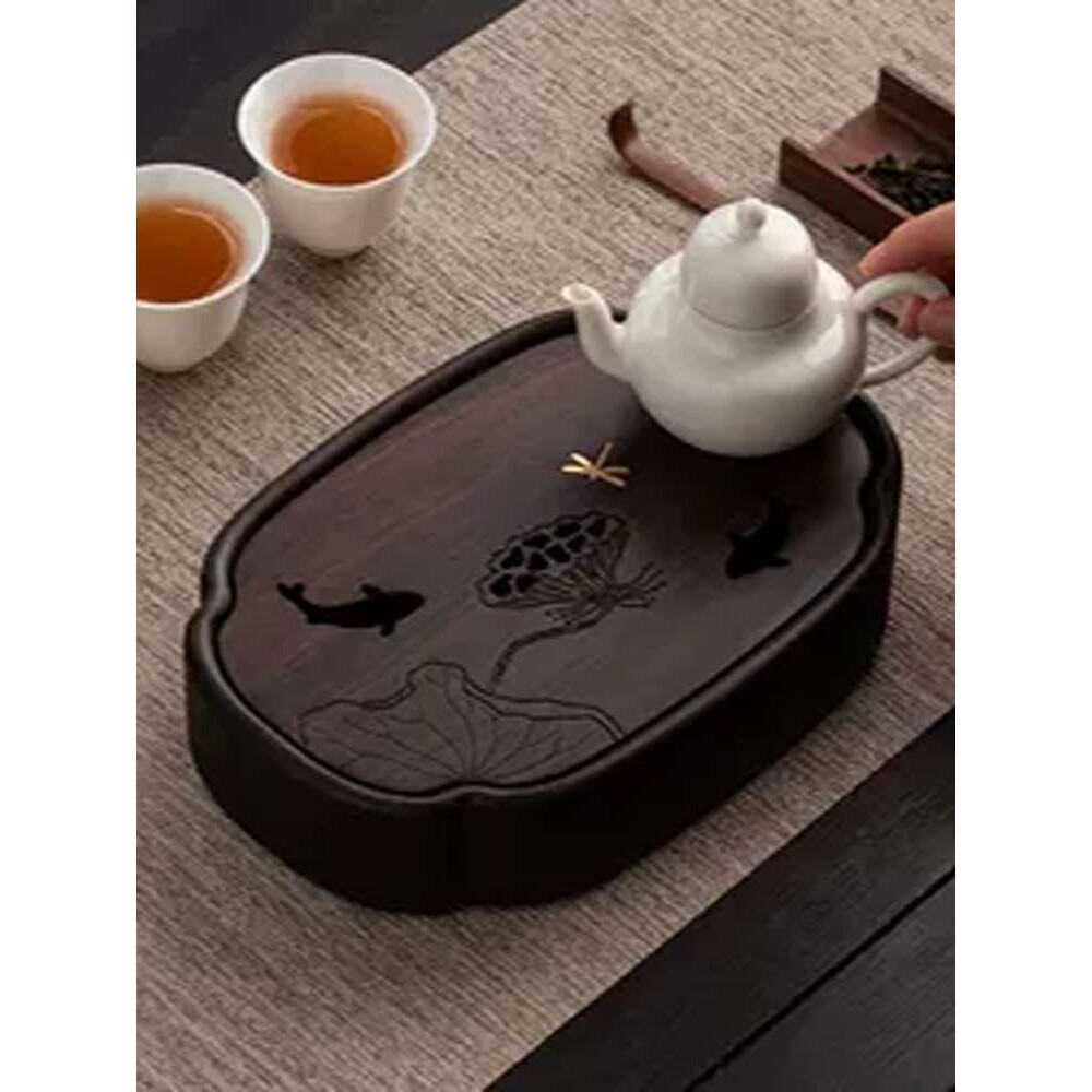 黑檀实木壶承干泡台茶盘底座茶台养壶紫砂茶壶垫托茶具配件新中式