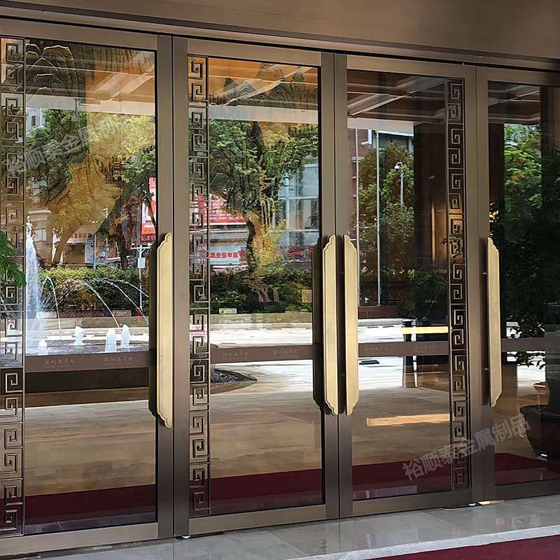 豪华酒店宴会大厅不锈钢大门 厂家售楼部工程推拉钢化玻璃门
