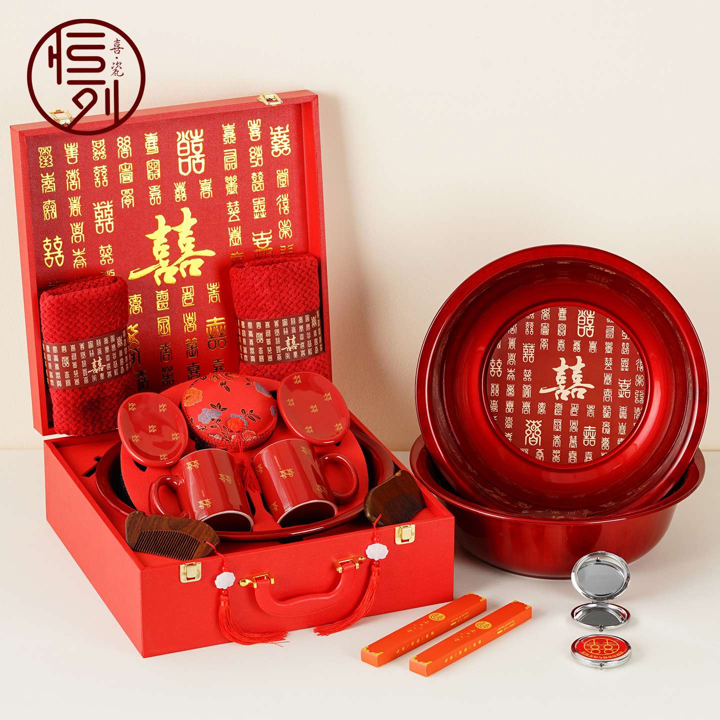 洗漱结婚陪嫁套装女方陪嫁备婚物品喜盆嫁妆婚庆用品大全