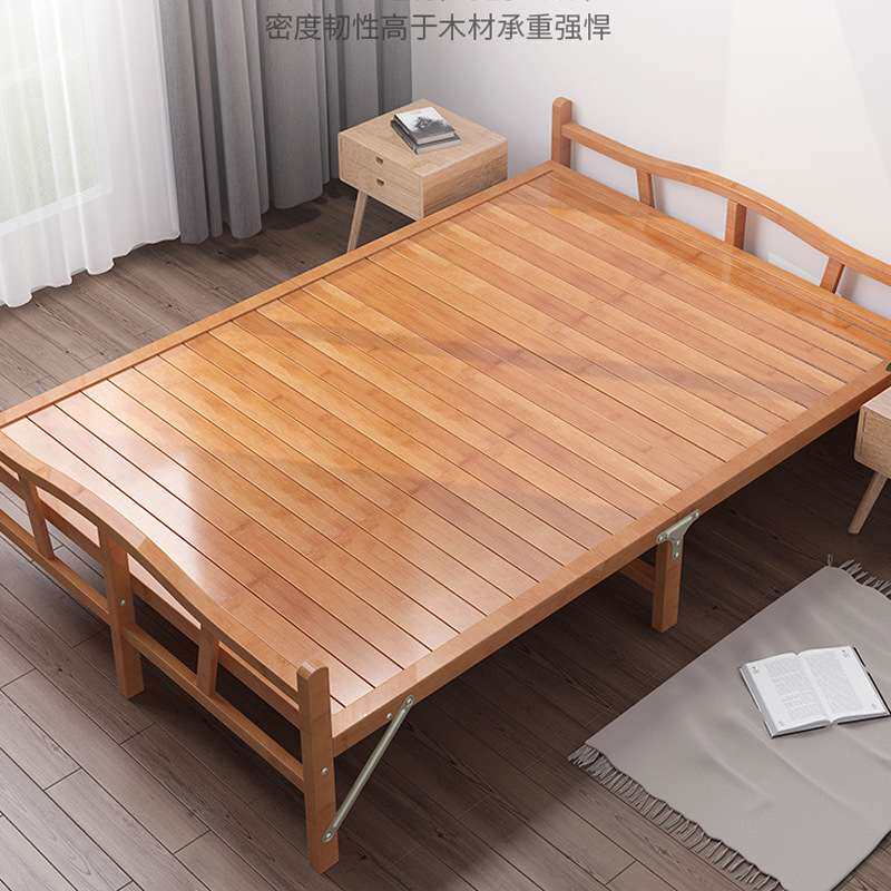 竹床折叠床双人单人简易床家用实木凉床竹子小床便携式午休神器