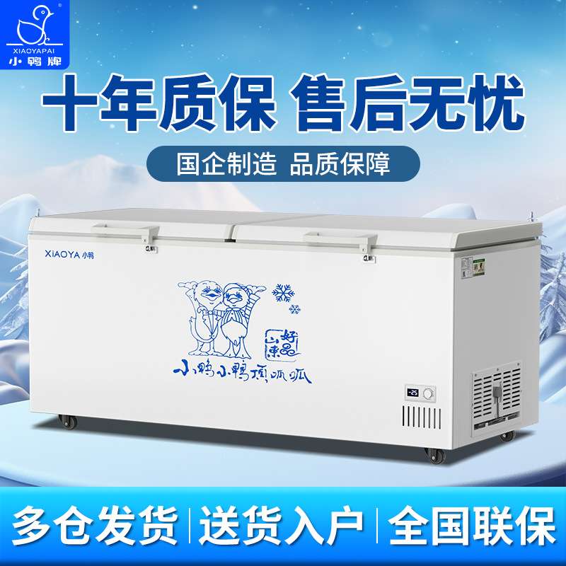 小鸭冰柜冷冻大容量商用冰柜双门双温雪糕家用两用冷柜卧式冷藏