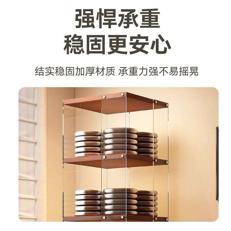 多层旋转书架亚克力落地书柜客厅可移动万向轮透明展示收纳置物架