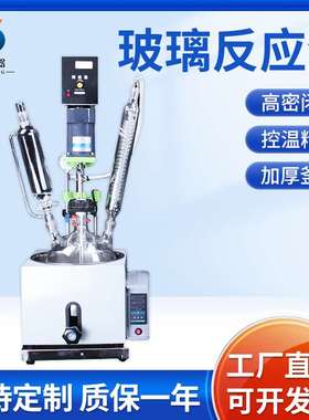 厂家高硼硅1L-5L电加热玻璃反应釜 DF小型单层玻璃反应釜实验室用