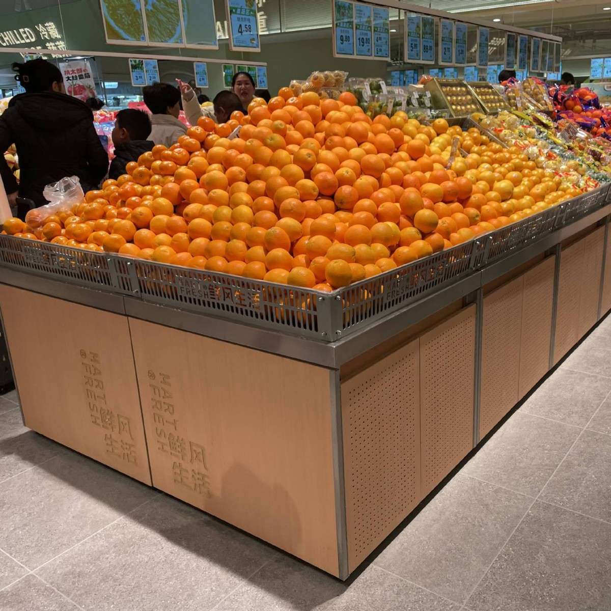 蔬菜货架生鲜超市果蔬架菜架钢木中岛水果架陈列柜